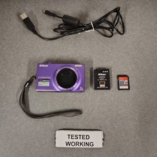 Nikon CoolPix S6100 Digital Camera Purple w/ Battery, Charger  8GB Memory RARE