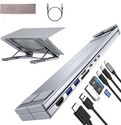 Laptop Stand with Docking Station, 8 in 1 USB C Hub HDMI Portable Laptop Stan...