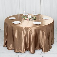 Taupe 120" ROUND Satin TABLECLOTH Wedding Party Home Kitchen Tabletop Linens