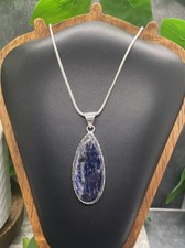 20 Necklace 2.25 Sodalite Gemstone Pendant 925 Silver Plated New B7204