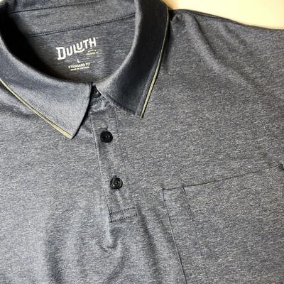 #ad #ad Duluth Polo Shirt Men’s L Blue Pressure Cooker Standard Fit Short Sleeve Pocket $18.99