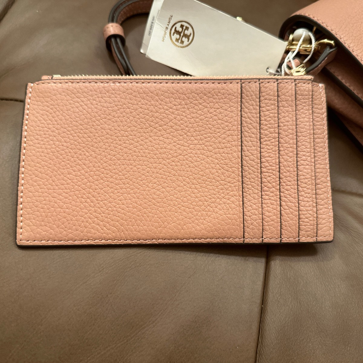 Tory Burch Women's Thea Flat Wallet And Pink Pebbled Leather