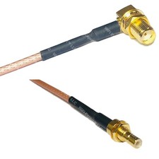 RG316 SMA FEMALE ANGLE to SMB MALE BULKHEAD RF Cable Rapid-SHIP LOT