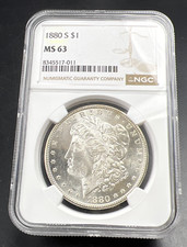 1880 S $1 Morgan Dollar Coin NGC MS62 VAM 84 Doubled Date Variety Coin Large S