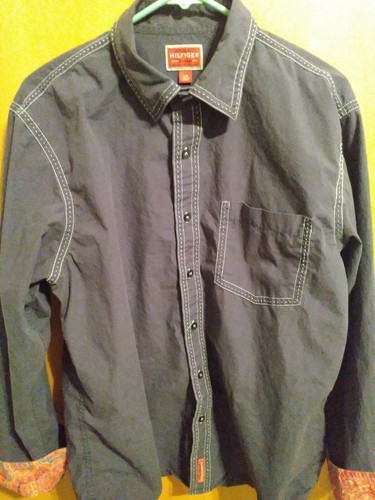 Camisa DE COLECCIÓN HILFIGER 46" X 28" LS AZUL DENIM BOTONES PAISLEY PUÑOS ABATIBLES USADA EN EXCELENTE ESTADO - Imagen 3 de 7