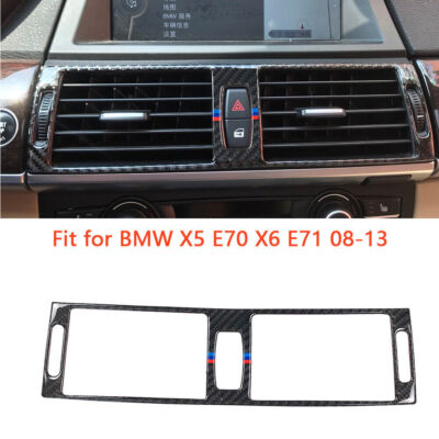 Carbon Fiber Center Air Vent Outlet Cover Trim For BMW X5 X6 E70 E71 M-Color