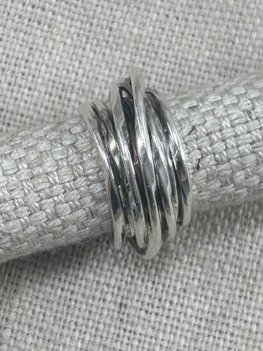 VINTAGE 1990s silver wide multi band ring size O 925 - Picture 2 of 22