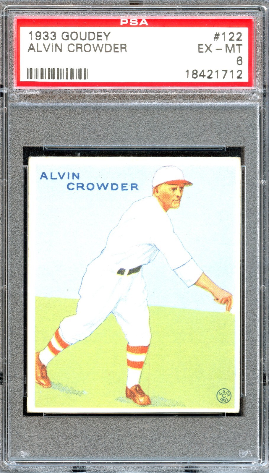 BB - 1933 Goudey - #122 - Alvin Crowder - PSA 6 - EX-MT