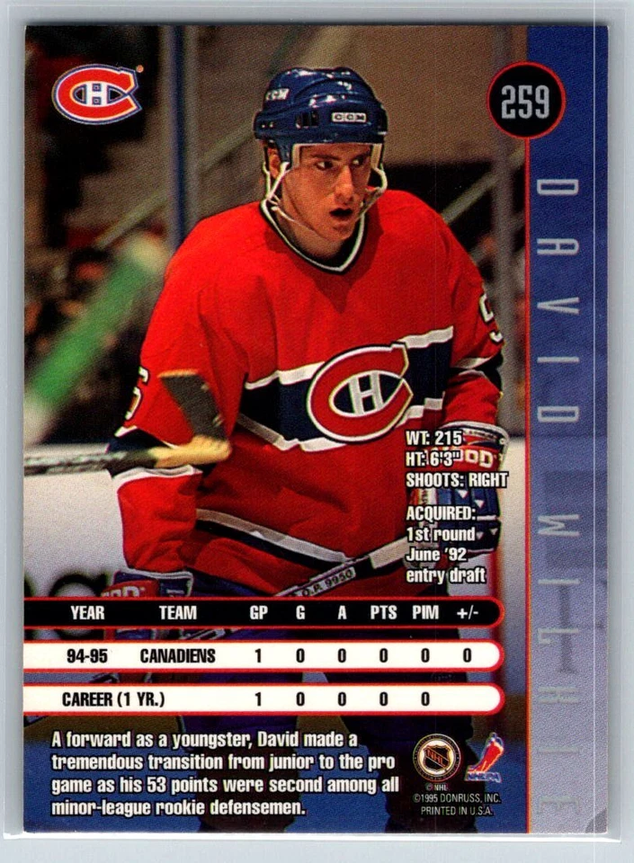 1995-96 Leaf #259 David Wilkie - Image 2 of 2