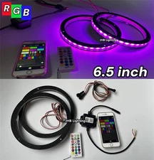 JHB Pair 6.5" Remote APP RGB Color Change Audio Subs LED Speaker Rings Lights