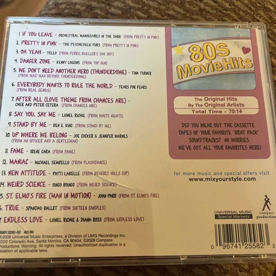 80s Movie Hits (CD) Various, Irene Cara, OMD, Lionel Richie, John Parr, OOP Rare - Image 2 of 2
