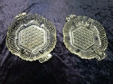 Lot of 2 -Matching Pressed Glass Trays Vintage 1950s Platters for Small Servings