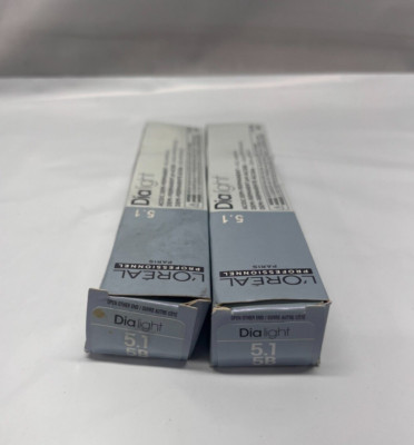Lot of 2 - L'Oreal Dialight  5.1/5B, Demi-Permanent Hair Color, Boxes Damaged