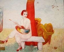 Painter and Faun Florine Stettheimer Art Print Modernist Fantasy Scene to Frame