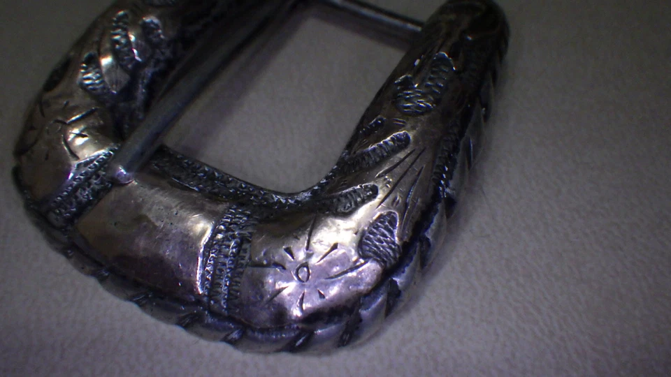 Antique Vintage Deco Sterling Silver 14k Gold Mexico Ranger Heavy Belt Buckle - Image 4 of 4