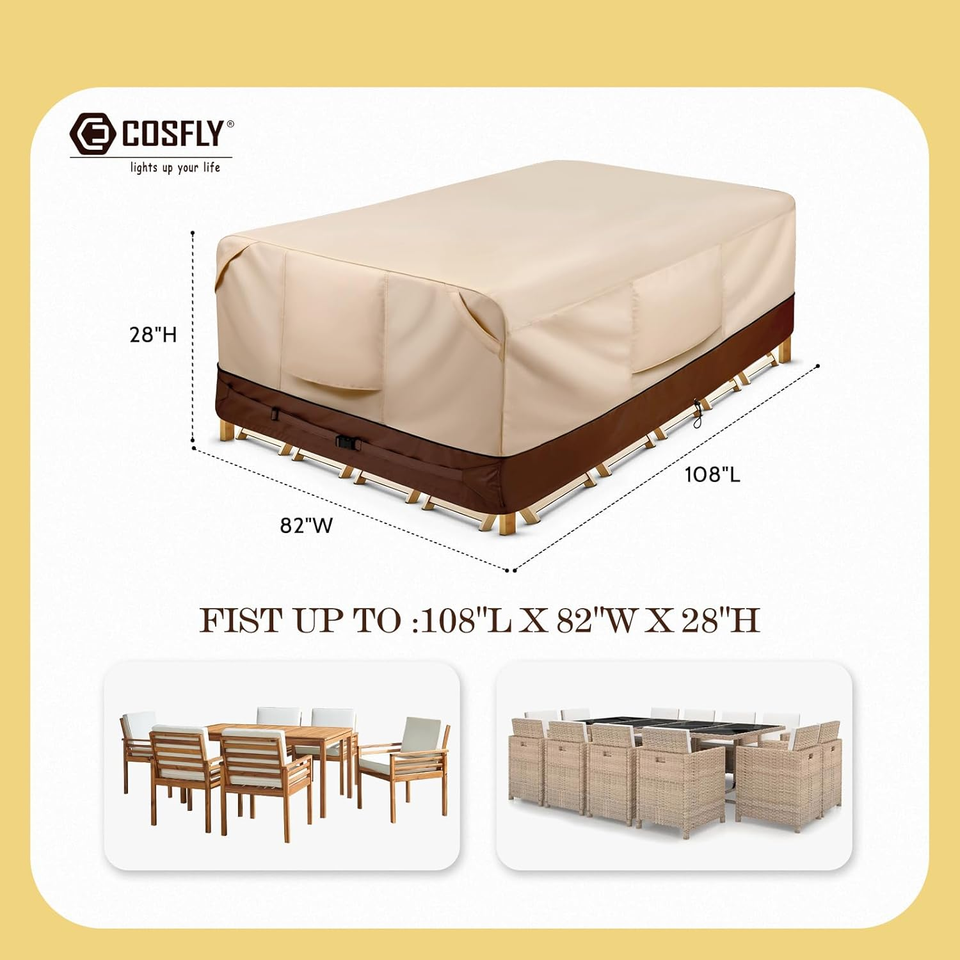 Waterproof Patio Furniture Set Covers Durable, Outdoor Table and Chair