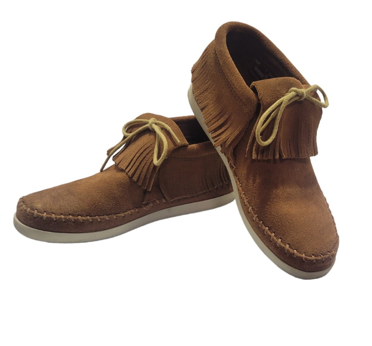 SAOLA Stivaletto sportivo Minnetonka Venice pelle scamosciata 7 frange marroni suola rigida ottimo