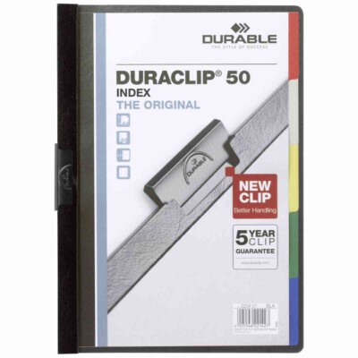 DURABLE Klemm-Mappe DURACLIP Index 2234 A4 für 50 Blatt mit Register schwarz