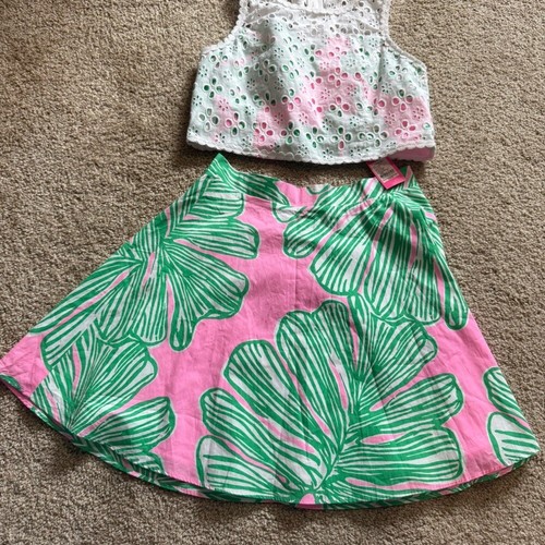 NWT Lilly Pulitzer Mandevilla Baby Who Let the Fronds Out Crop Top Skirt Set 14 - Picture 3 of 7