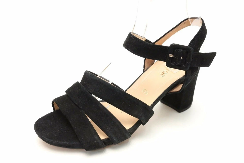 Sandalias para mujer GABOR negras de gamuza con hebilla y correa en el tobillo talla UK 5,5 Foto 2 de 4