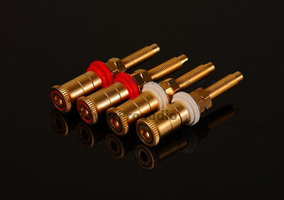 4PCS GOLD brass Audio Speaker Binding Post Terminal with Spring inside connector