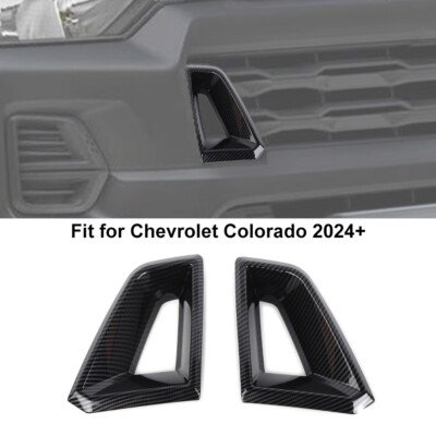  Center Grille Bumper Decor Cover Trim Kit For Chevy Colorado 2024+ Carbon Fiber