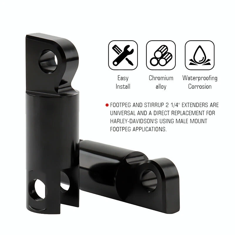 Par de extensiones de clavija de pie de montaje macho para Harley Sportster Softail Dyna Touring EE. UU. Foto 3 de 4