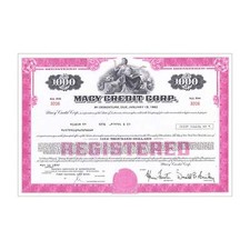 Macy Credit Corp. Bond Certificate // $5,000 // Pink // 1970s