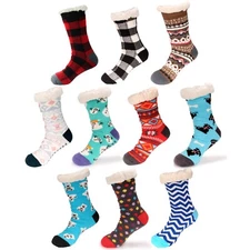 Extra Thick Fuzzy Cozy Winter Thermal Fleece-lined Knitted Crew Sock, 1 Pair