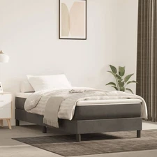 Bed Frame Dark Gray Velvet (100% polyester), plywood, engineered wood