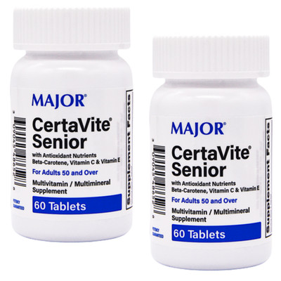 Major CertaVite Senior Vitamins - 60 Tablets | Theragran-M (1-2028) - 2 Pack