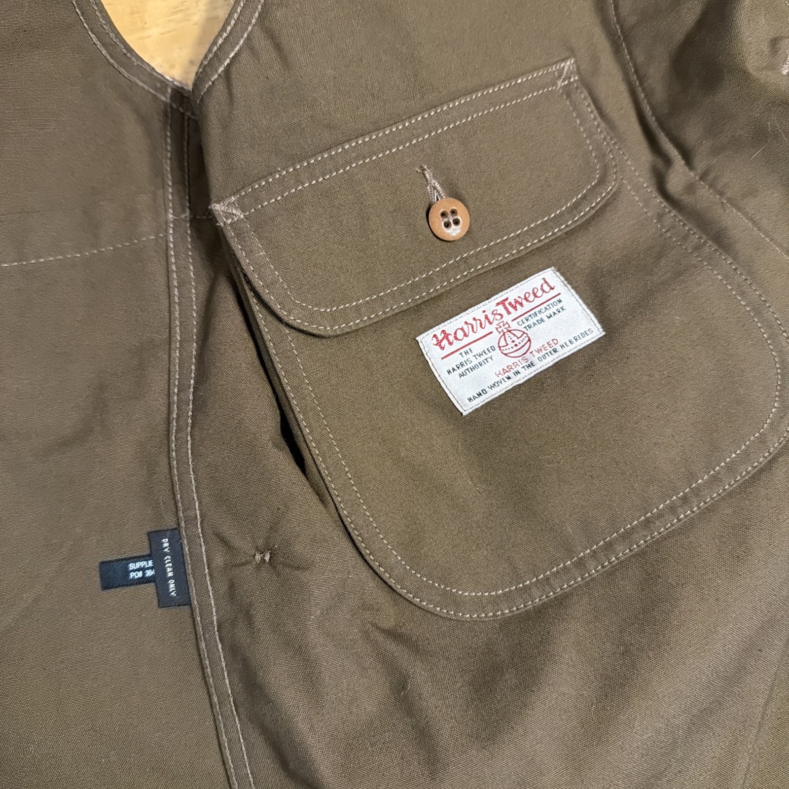 RRL Double RL Harris Tweed Hunting Vest Brown Herring… - Gem
