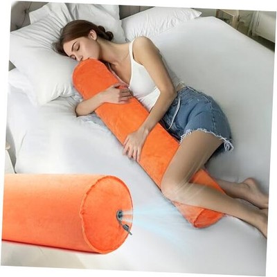  Inflatable Long Body Pillow, Long Pillow for Bed, Oval Bolster Pillow for 