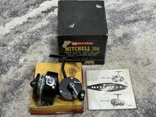 Vintage Garcia Mitchell 304 Spinning Reel in Box w Papers | Made in France