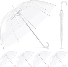 6 Pcs Umbrella Wedding Style Stick Umbrellas Large Windproof Bubble Rain Umbrell