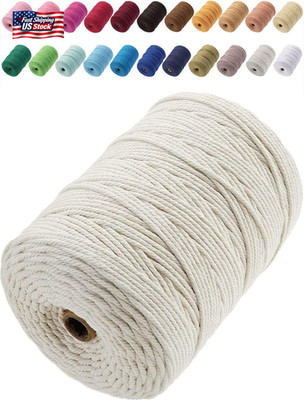 Cotton Macrame Cord 3Mm 328Yards Natural Colored Macrame Supplies, Soft Craft Co