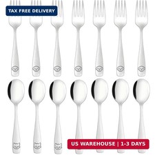 LOCONHA Stainless Steel Toddler Utensils Set - 14 Pcs Kids Silverware