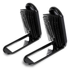 Foldable Travel Hair Brush with Mirror, Compact Anti-static Small Hair Styling