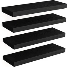 Fixwal Floating Shelves for Wall, Wall Mounted Rustic Wood Black 