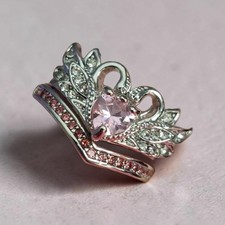 New Pink And White Cubic Zirconia Silver Plated Ring 6,7,8,9,10