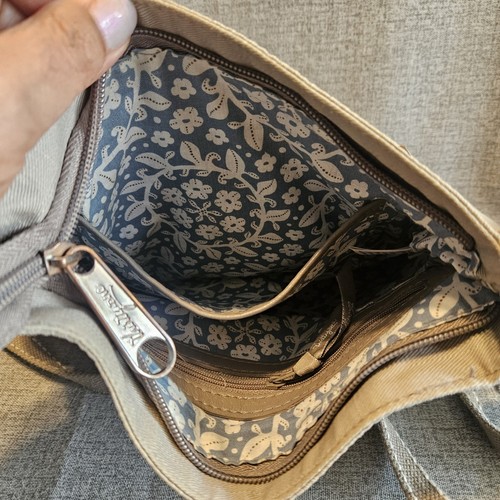 Thirty-one Expandable Crossbody Bag Khaki/ Blue Floral Print - Picture 7 of 13