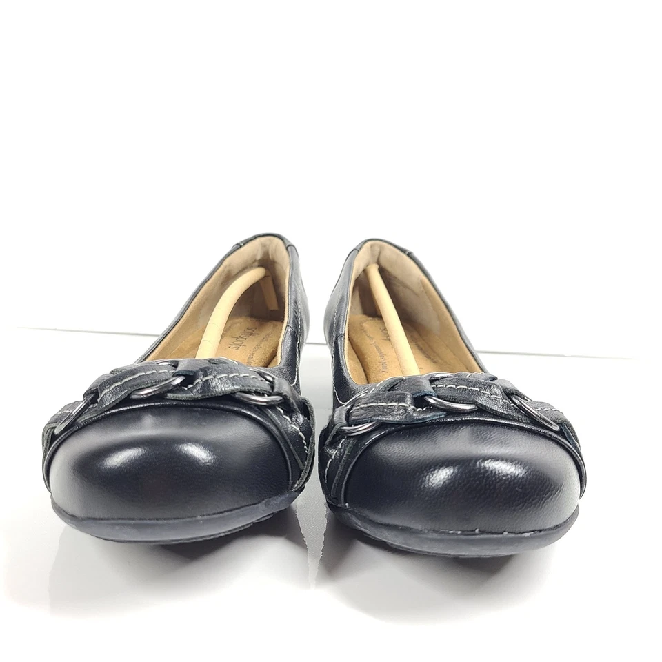 Zapatos de ballet Softspots para mujer de cuero Posie planos suaves acolchados cómodos negros Foto 3 de 4