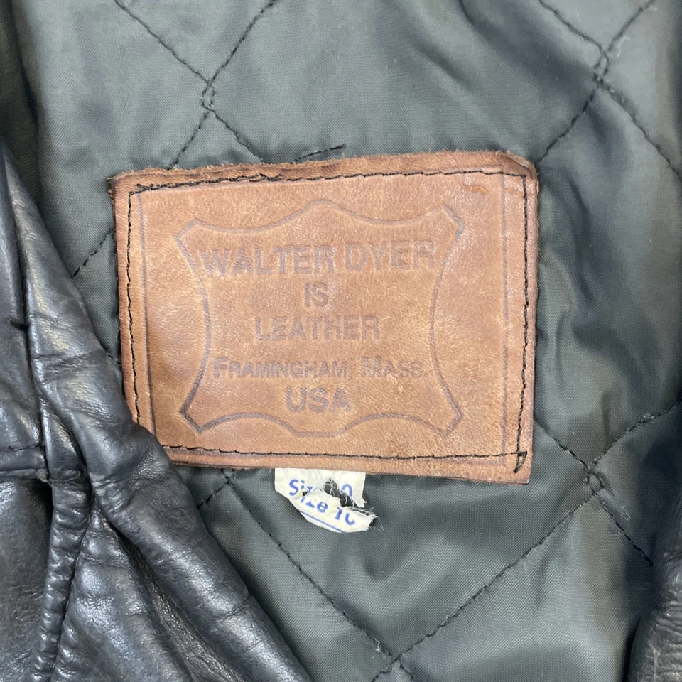 Chaqueta de moto clásica de cuero vintage Walter Dyer para mujer talla 10 Foto 3 de 4