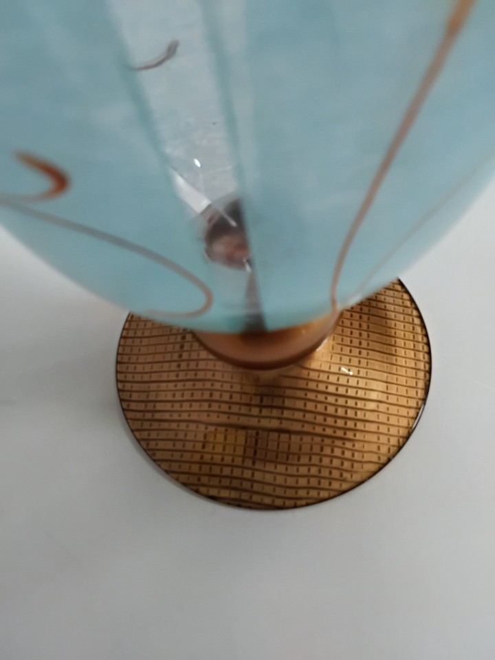 Artist Bell Vtg Italian Gali Art Glass Flared Bell Turquoise Vase, Gold Hand ...