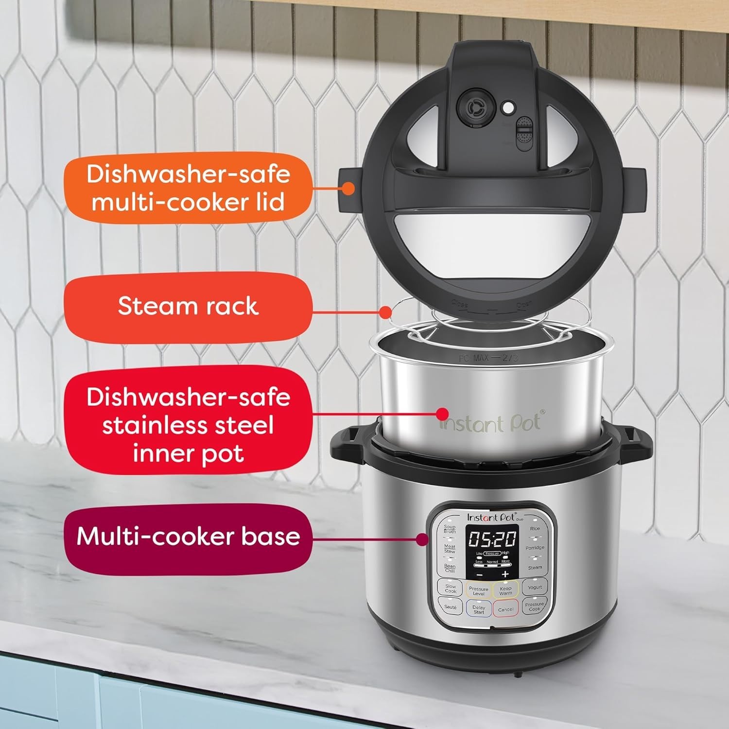 Duo 7-in-1 Mini Electric Pressure Cooker, Slow Rice Cooker, Steamer, Saut&eacute;, Y...