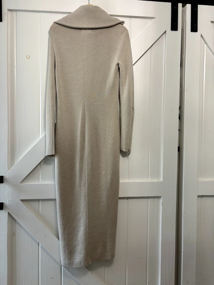 H&M первоклассный 100% шерсти мериноса молнии свитер платье длинный пиджак серо-коричневый маленький - Изображение 4 из 4