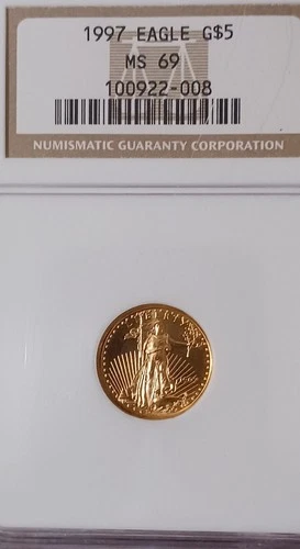 1997 $5 Gold Eagle Coin MS69 1/10 oz NGC