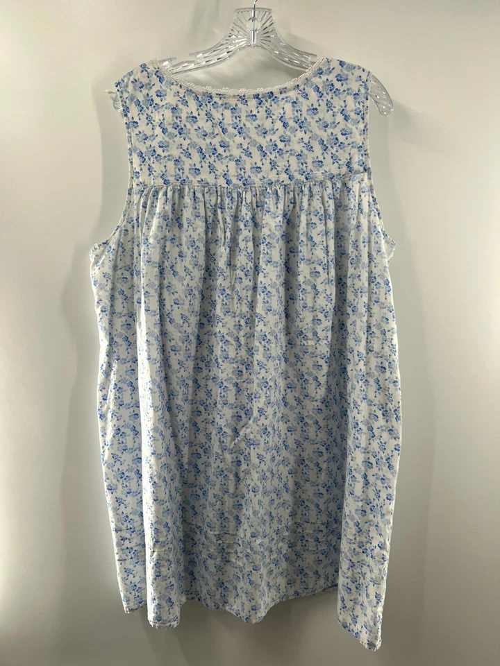 Camisón sin mangas de encaje floral de algodón multicolor para mujer Eileean West talla XL Foto 2 de 4