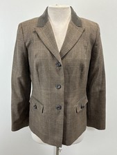 Vtg Pendleton Wool Plaid Blazer Jacket Women s 10 Grey Tan Equestrian Old Money