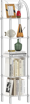 Modern 5-Tier Clear Acrylic Bookcase for Small Spaces, 59.6''H